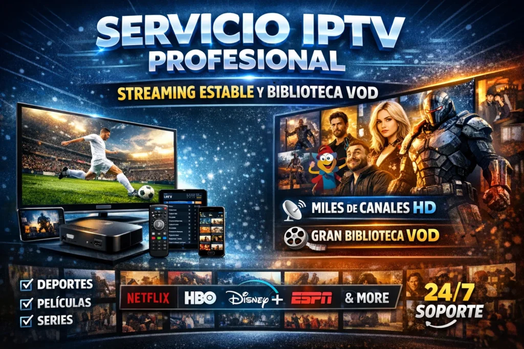 Servicio IPTV Profesional – Streaming Estable y Biblioteca VOD