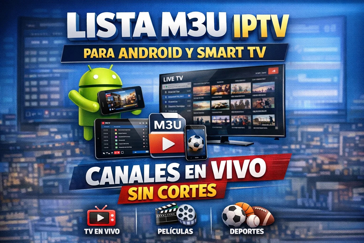 Lista M3U IPTV para Android y Smart TV – Canales en Vivo sin Cortes
